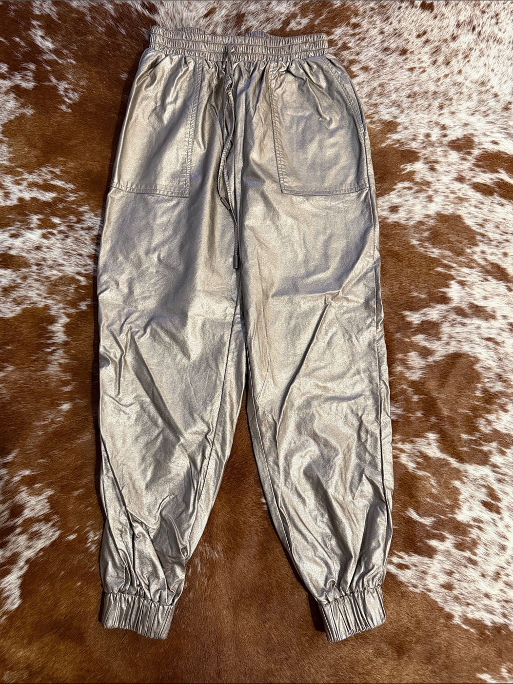glam Metallic Silver Jogger Pants